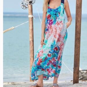 Sundance Womens Size XS Amiria Watercolor Crochet Racerback Beach Maxi Dress